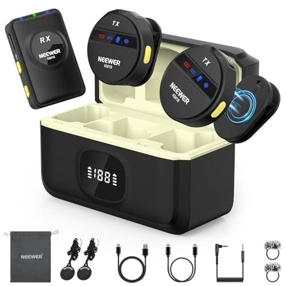 Neewer KM18: Wireless Lavalier Microphone with USB-C – Front View