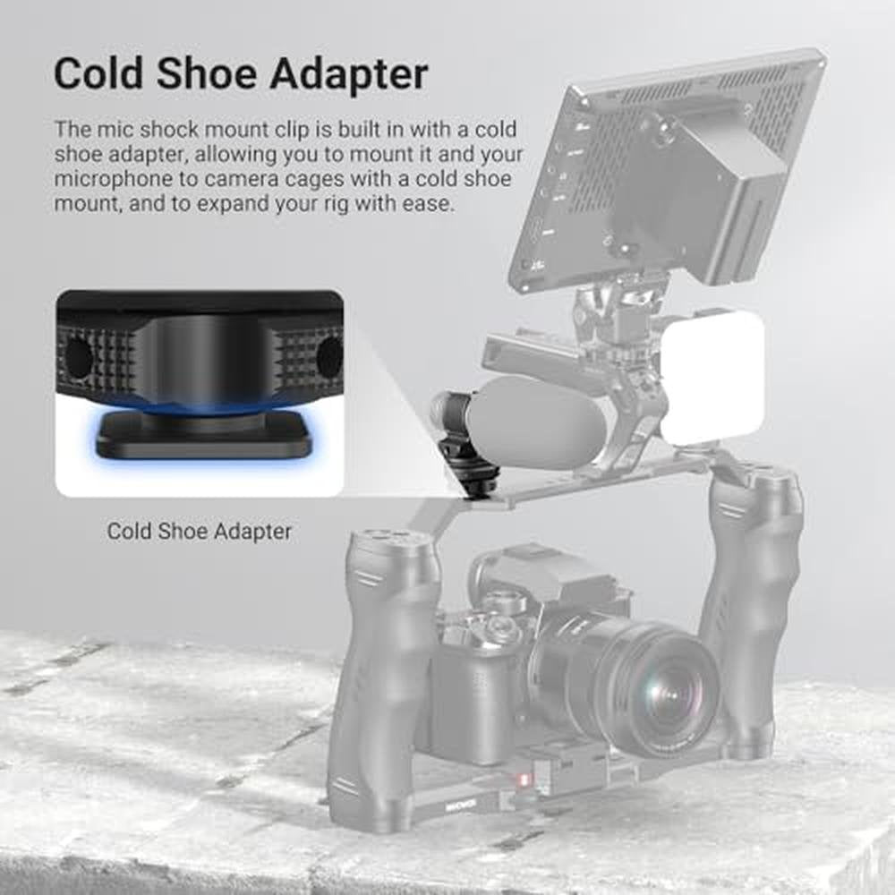 NEEWER Microphone Holder with Cold Shoe Adapter – In Use