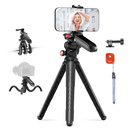 Tripod iPhone: NEEWER Mini Flexible Tripod with Remote – Front View