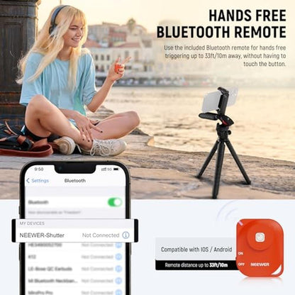 Tripod iPhone: NEEWER Mini Flexible Tripod with Remote – Side View