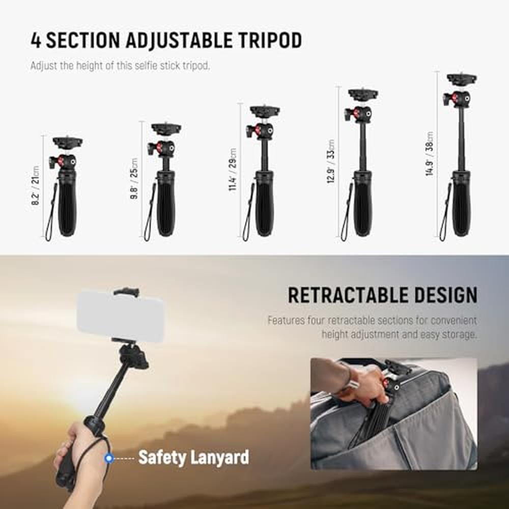Phone Camera: Neewer TP38 Tripod 15 Extendable Selfie Stick – Side View