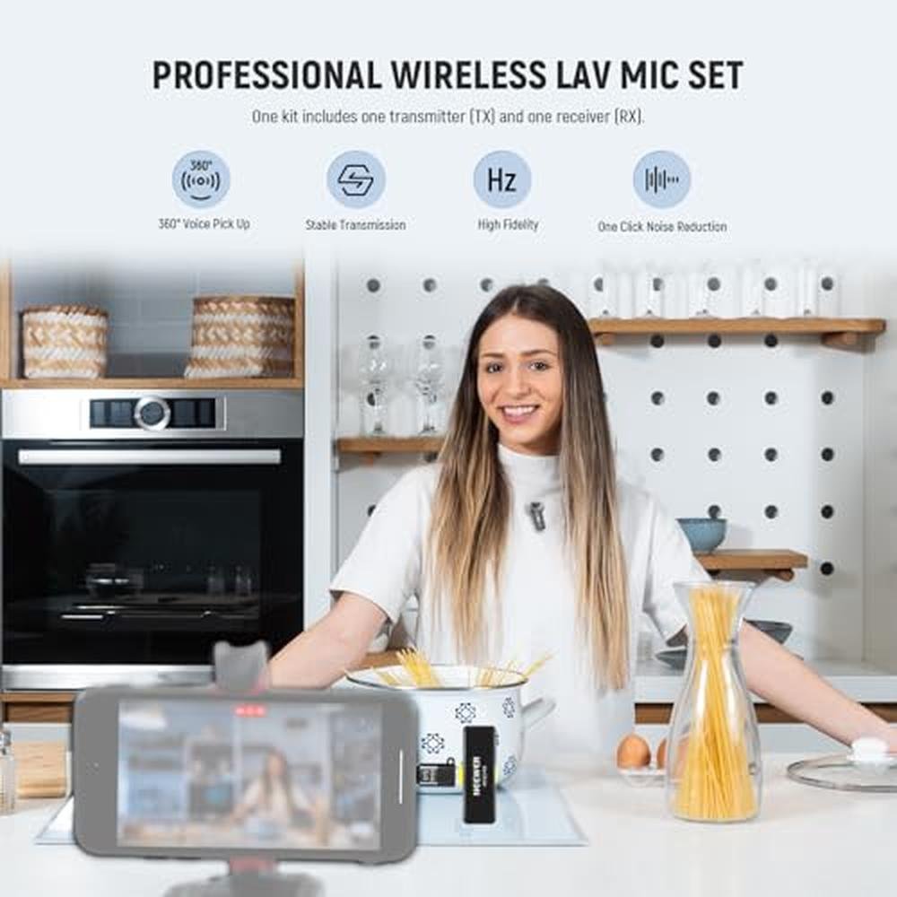 Neewer Lavalier: Neewer Wireless Lavalier Microphone System – Side View