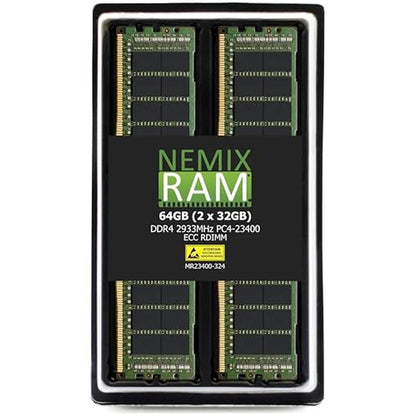 Nemix RAM: 64GB (2x32GB) DDR4 2933MHz PC4-23400 2Rx4 1.2V – Front View