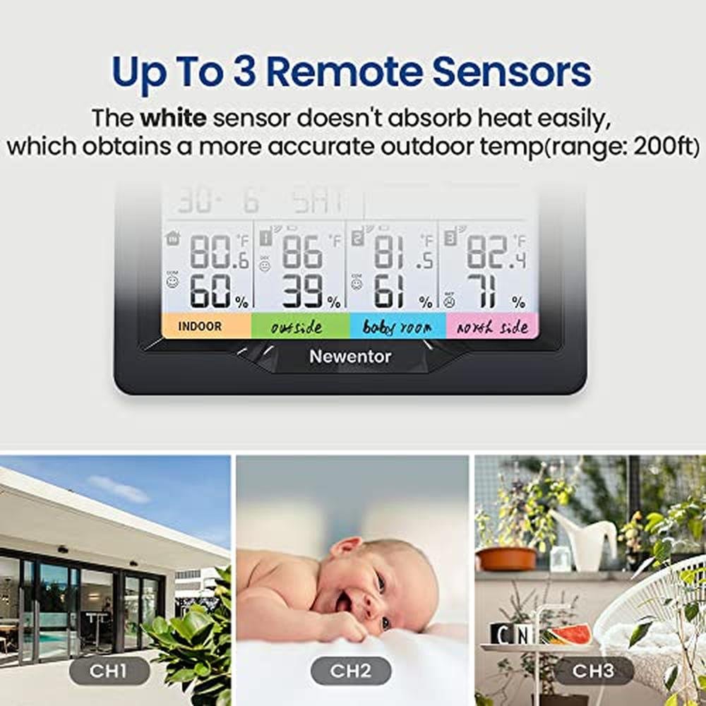 Weather Station: Newentor Wireless Indoor Outdoor Multiple – Side View