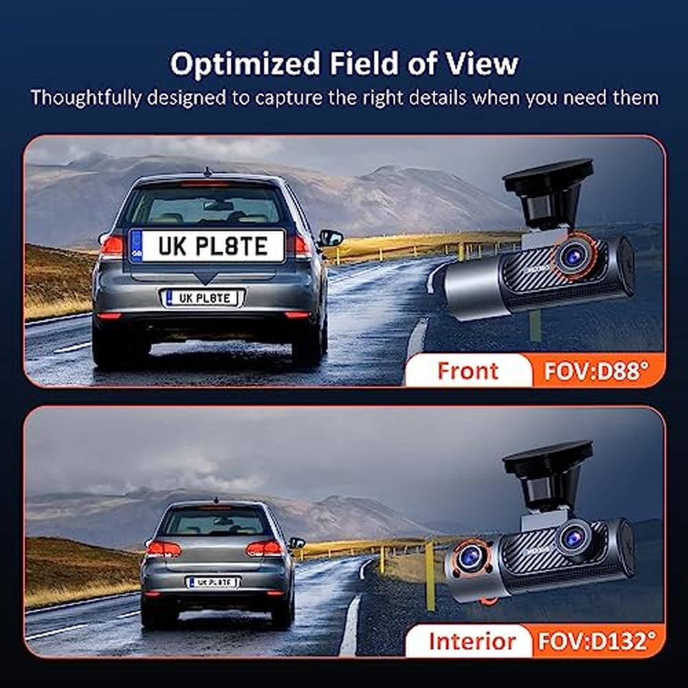NexiGo 3 Channel Dash Cam with Rotatable Interior/Front – Close-up Detail