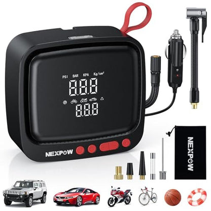Air Portable Compressor: NEXPOW Tire Inflator 150PSI 12V DC – Front View