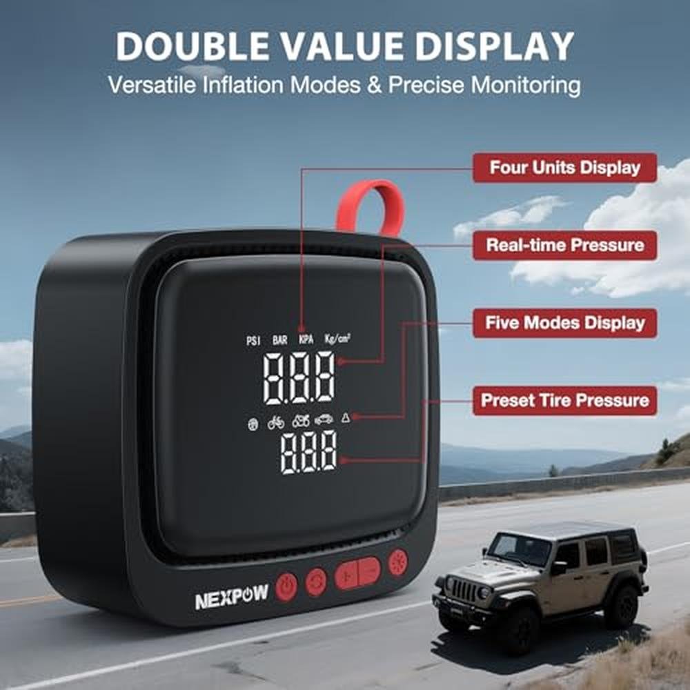 Air Portable Compressor: NEXPOW Tire Inflator 150PSI 12V DC – Packaging