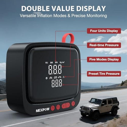 Air Portable Compressor: NEXPOW Tire Inflator 150PSI 12V DC – Packaging