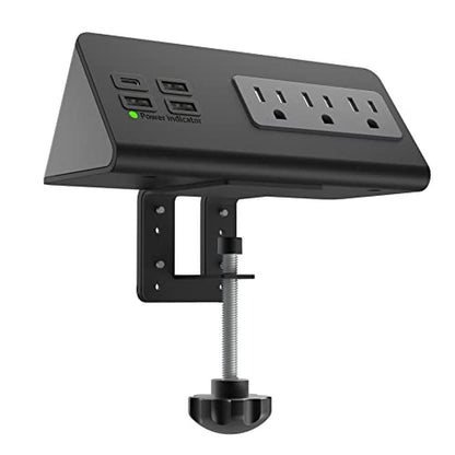 Nightstand Edge Mount Power Strip with USB-C Ports Tabletop – Front View