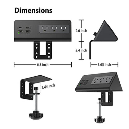 Nightstand Edge Mount Power Strip with USB-C Ports Tabletop – Packaging