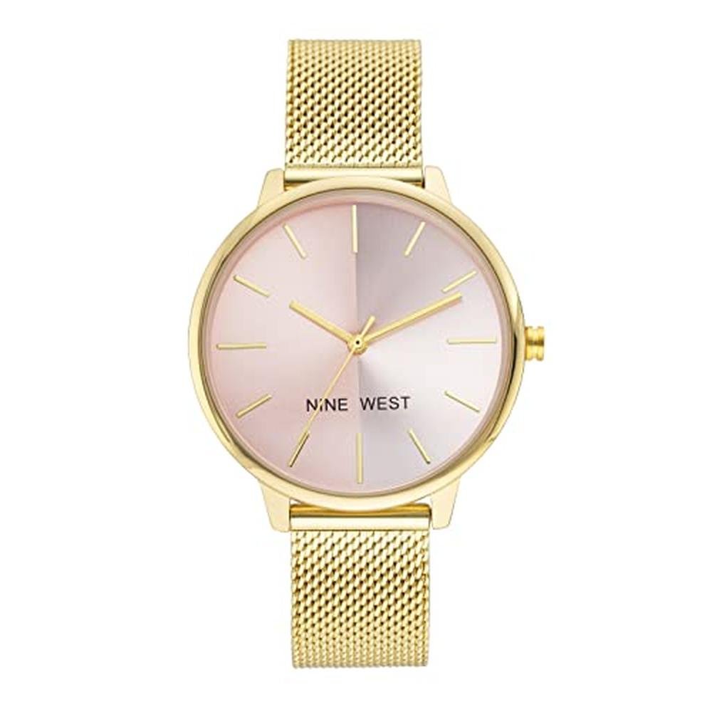 Nine West Women's NW 1981 Sunray Dial Mesh Bracelet Watch – Front View