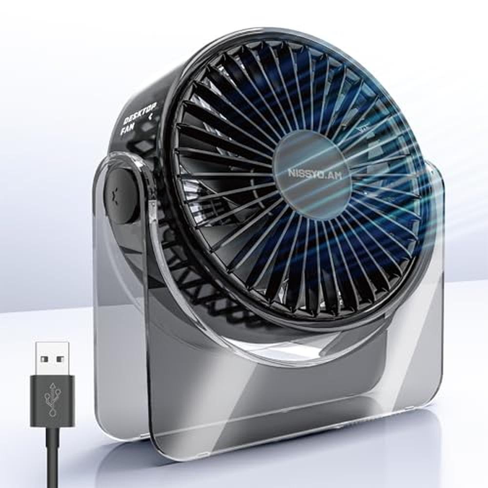 Fan Desk: NISSYO.AM USB Desk Fan 6inch Portable Table Fan 3 – Front View