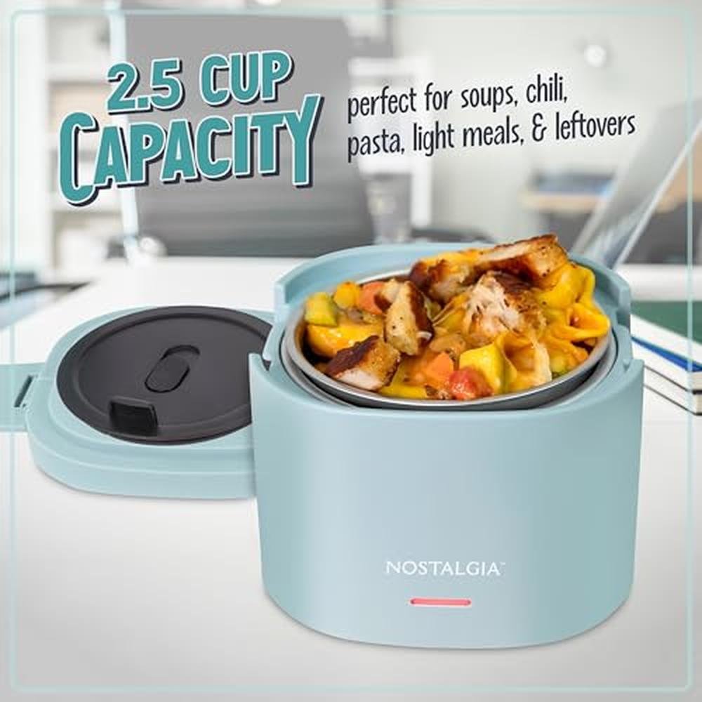 Nostalgia Portable: 20-Ounce Electric Heated Lunch Box – In Use