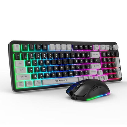 Gaming Keyboard: NPET Wireless Tri-Mode 98 Keys RGB – Front View