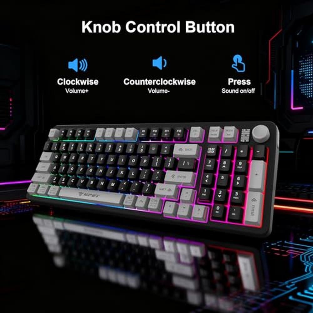 Gaming Keyboard: NPET Wireless Tri-Mode 98 Keys RGB – In Use