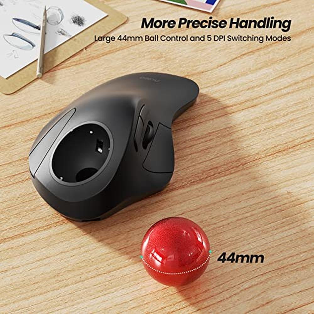Trackball Mouse: Nulea Wireless Ergonomic Rechargeable – In Use