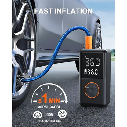 Tire Air: NUSTE Portable Air Compressor 150 PSI Cordless – Close-up Detail