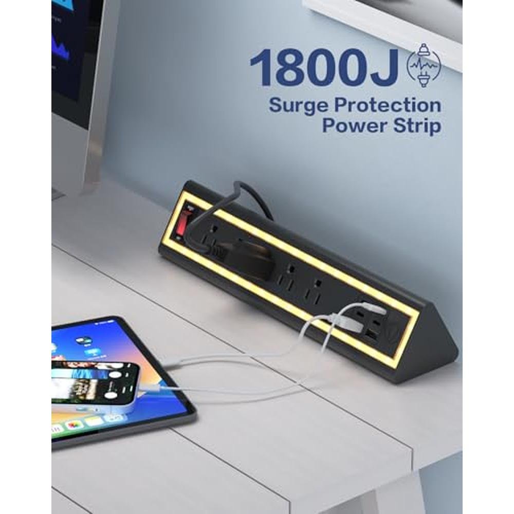 NYYTGE Desk Clamp Power Strip with Nightlight – Close-up Detail