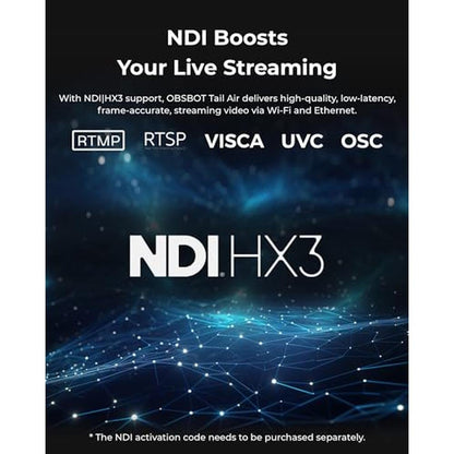 Camera Obsbot: OBSBOT Tail Air NDI Streaming Camera 4K AI – In Use