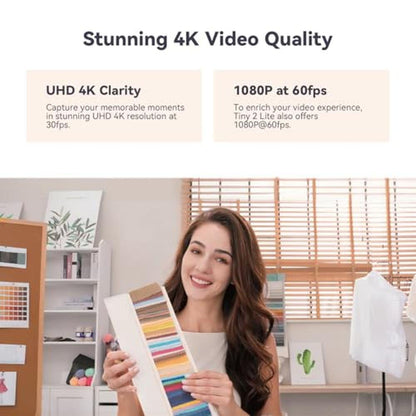 OBSBOT Tiny 2 Lite: 4K PTZ Webcam with AI Tracking and – Side View