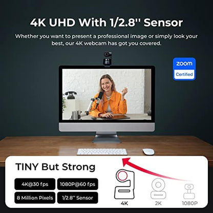 OBSBOT Tiny PTZ 4K Webcam: AI Powered Framing & Autofocus – Side View
