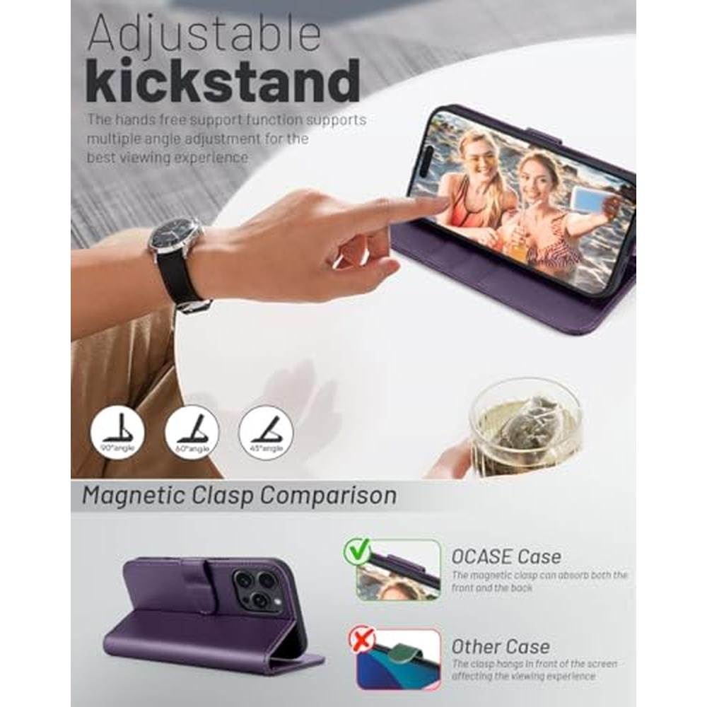 iPhone 16 Pro Max Case: OCASE Wallet Case PU Leather Flip – In Use