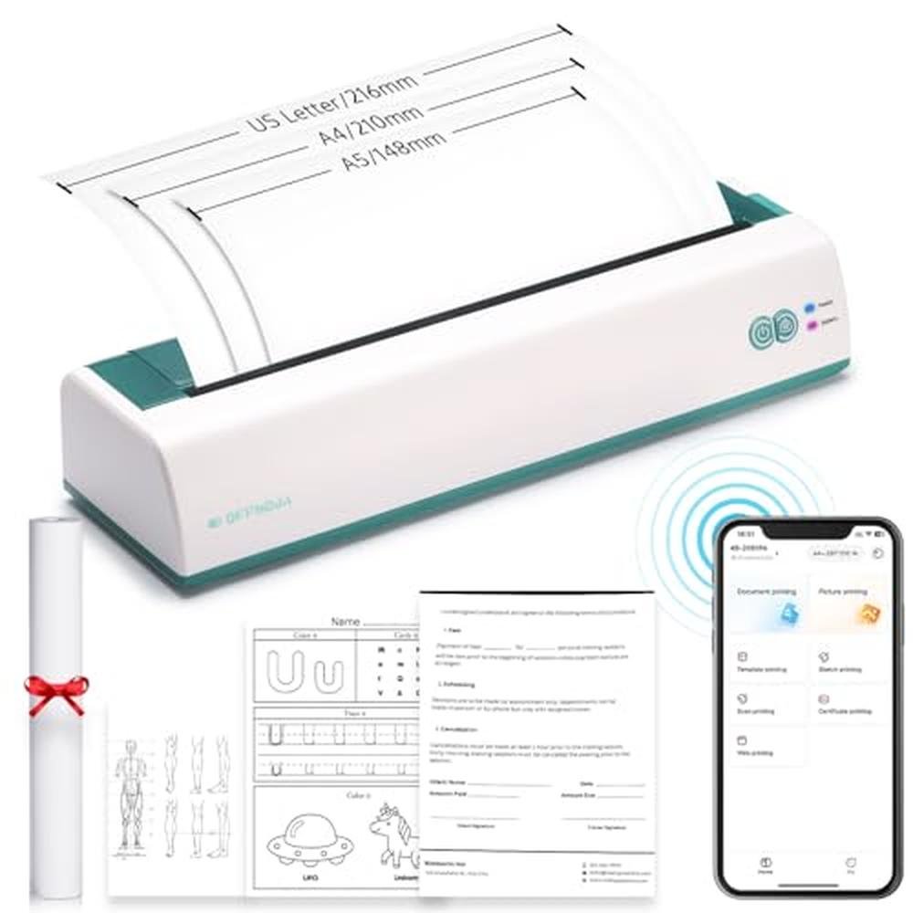 Printer Thermal: OFFNOVA Portable Wireless Thermal Inkless – Front View