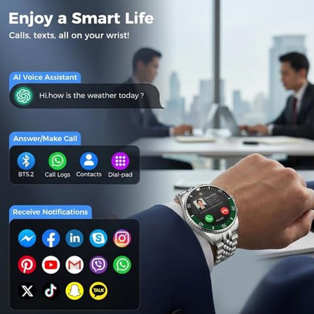 OIKKEI Luxury Smart Watch: 1.19 AMOLED Always-On Display – In Use