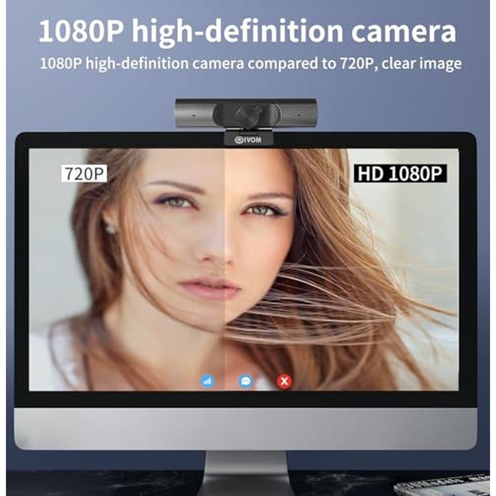 Speaker 1080p: Oivom Webcam with Microphone and Speaker – Side View