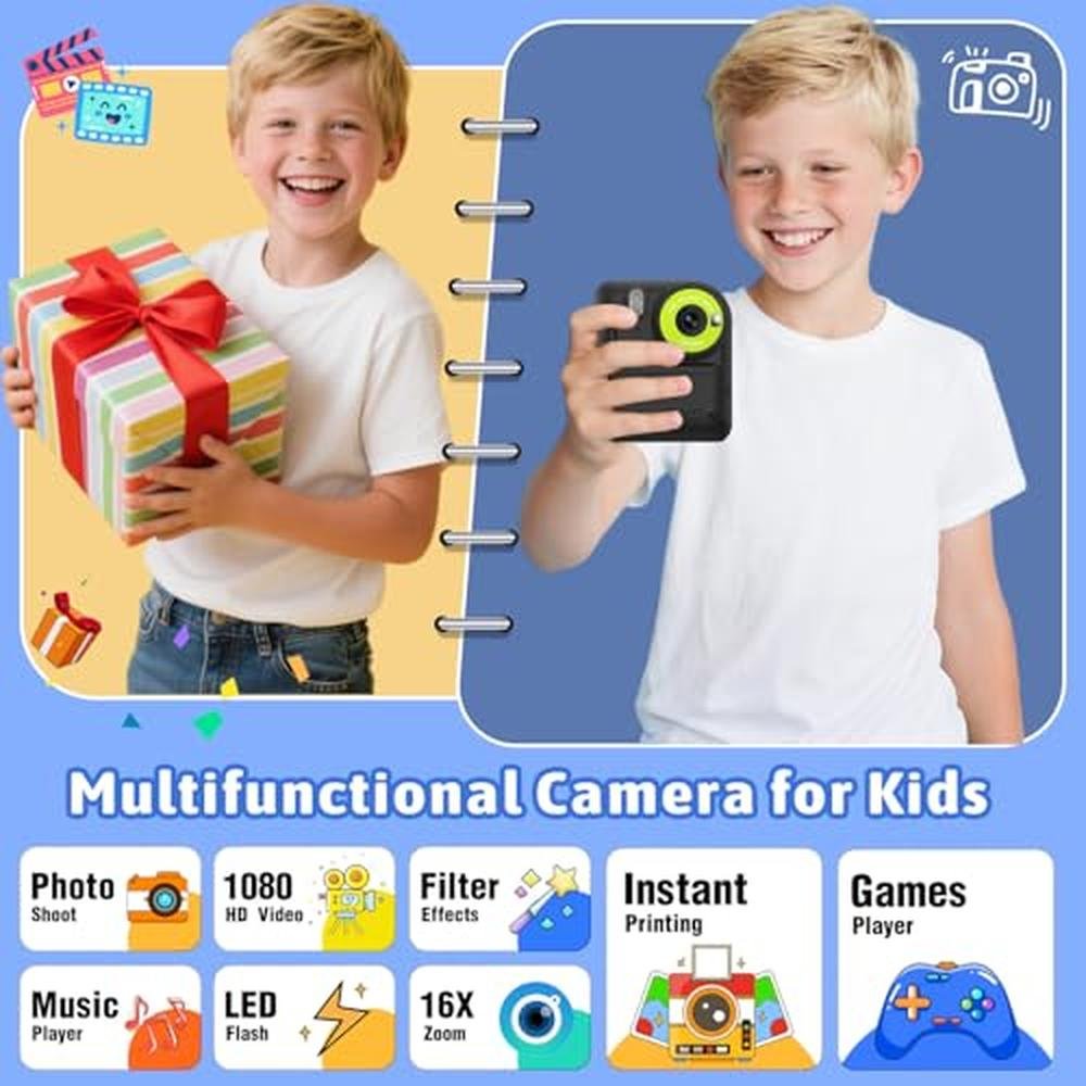 Camera Okaloka: Okaloka Kids Instant Print Camera 1080p HD – Side View