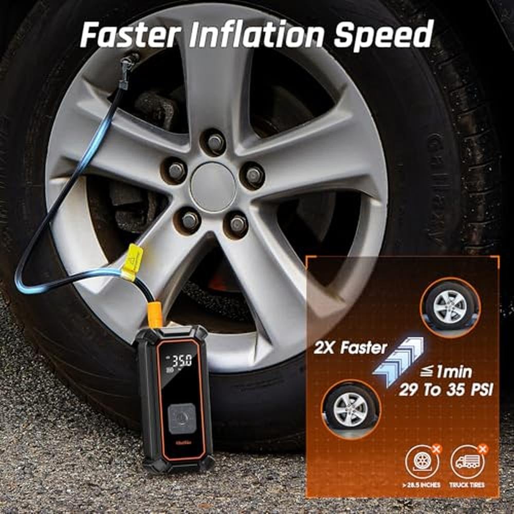 Air Pump: Olarhike Cordless Tire Inflator Portable Air – Side View
