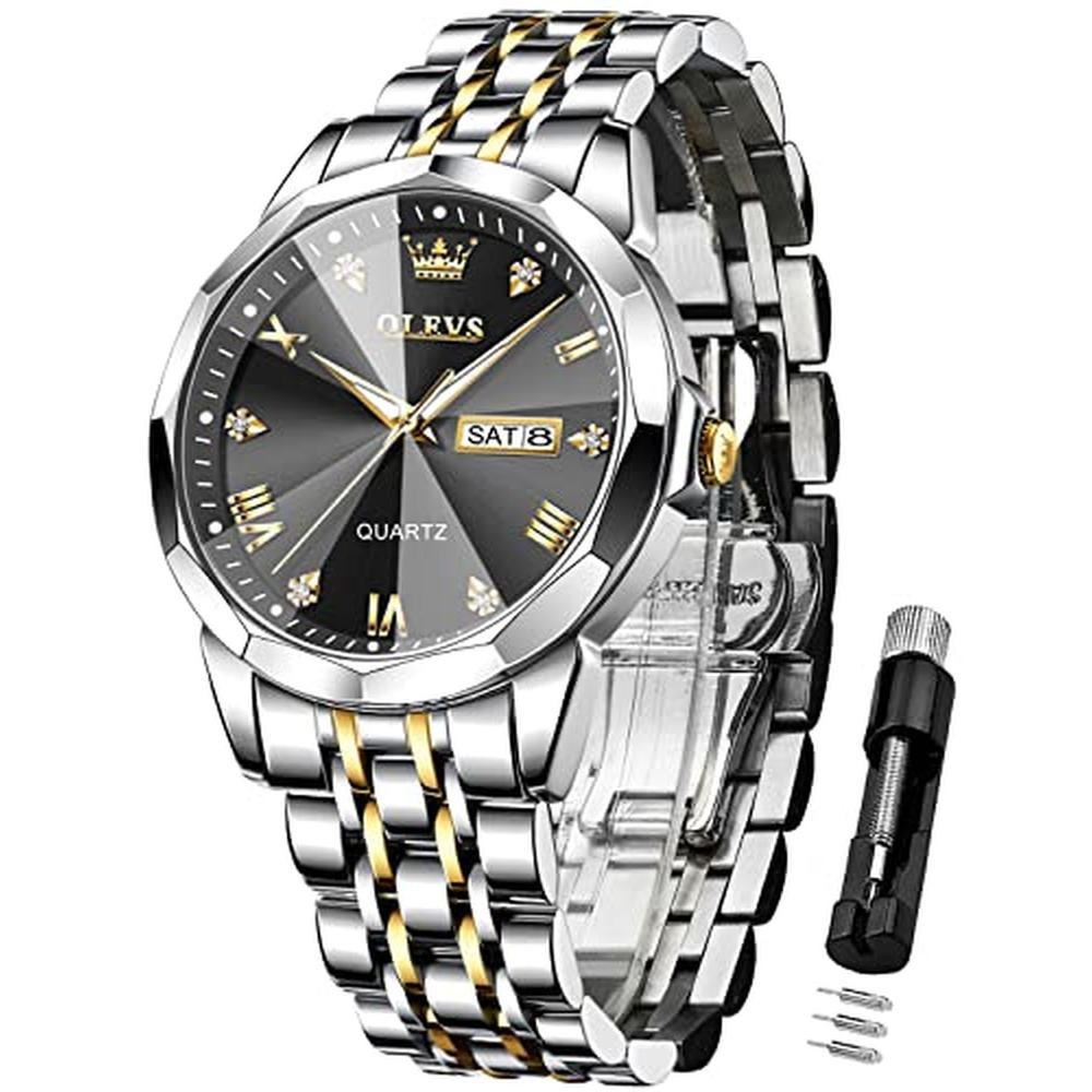 OLEVS Black Watch: OLEVS Luxury Analog Quartz Stainless – Front View