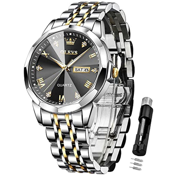 OLEVS Black Watch: OLEVS Luxury Analog Quartz Stainless – Front View