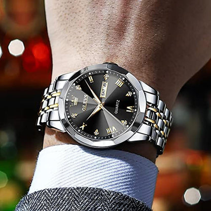 OLEVS Black Watch: OLEVS Luxury Analog Quartz Stainless – Close-up Detail