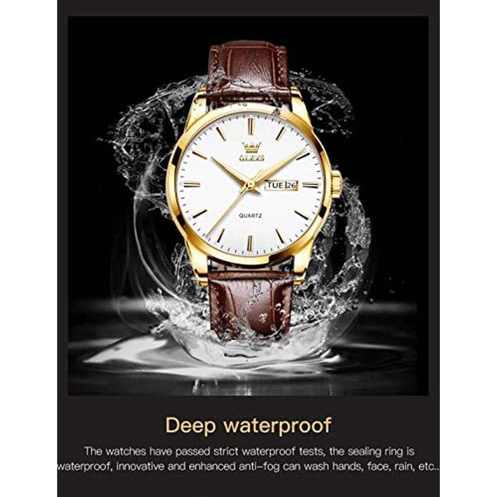 Watches Watch: OLEVS Brown Leather Mens Watches Classic – Packaging