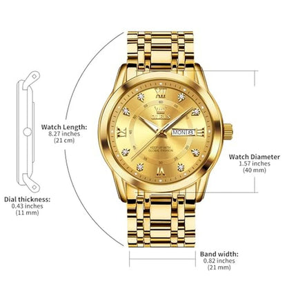 Gold Men Watches: Olevs Luxury Stainless Steel Man Watch – Packaging