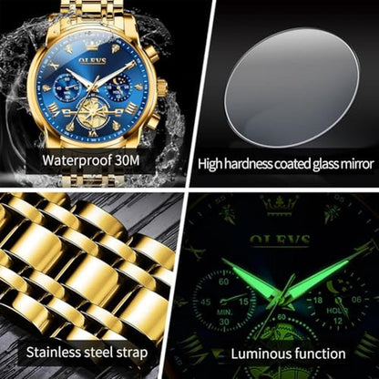 Gold Watches: Olevs Mens Gold Watch Big Face Watch – Packaging