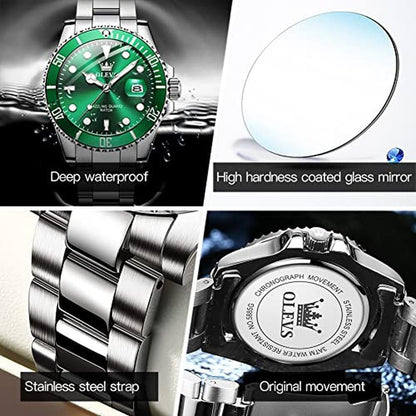 Watches Men: OLEVS Luxury Green Face Men's Wrist Watch – Packaging