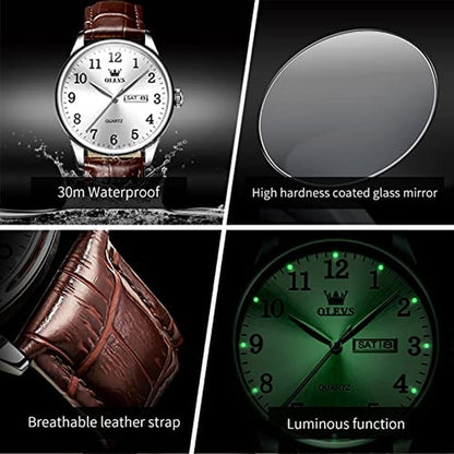 Men Watches: Olevs Classic Large Face Luxury Watches for Men – Front View