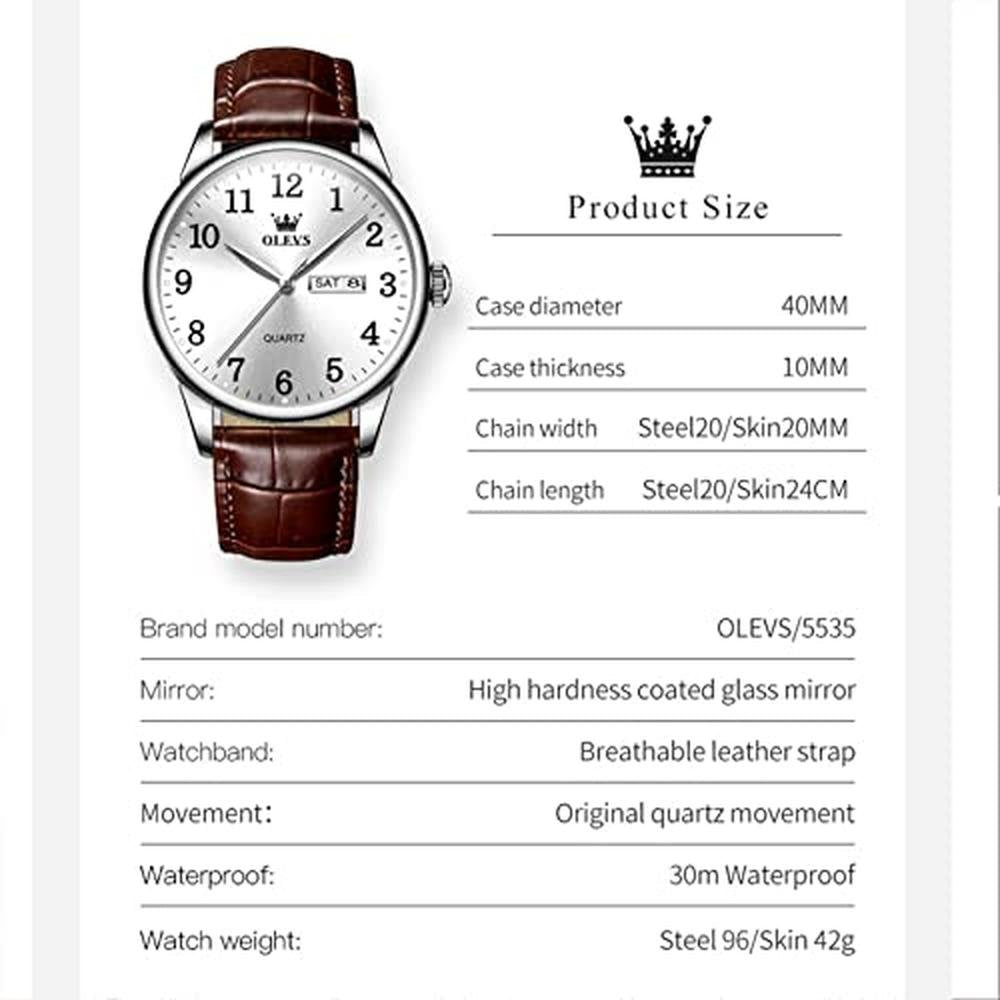 Men Watches: Olevs Classic Large Face Luxury Watches for Men – Side View