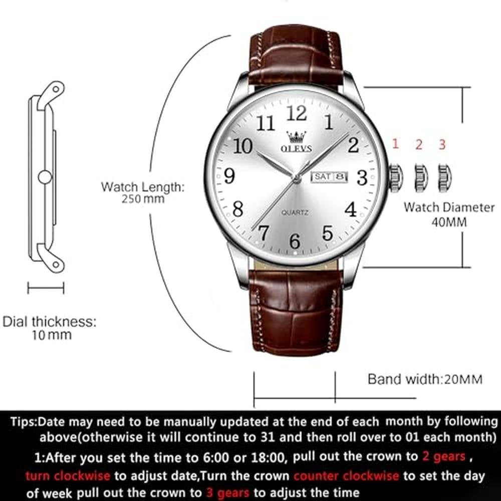 Men Watches: Olevs Classic Large Face Luxury Watches for Men – Close-up Detail