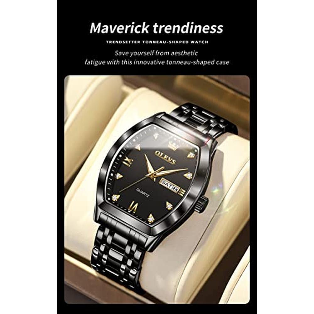 Watch Olevs: Olevs Mens Black Watches Business Luxury Dress – Side View