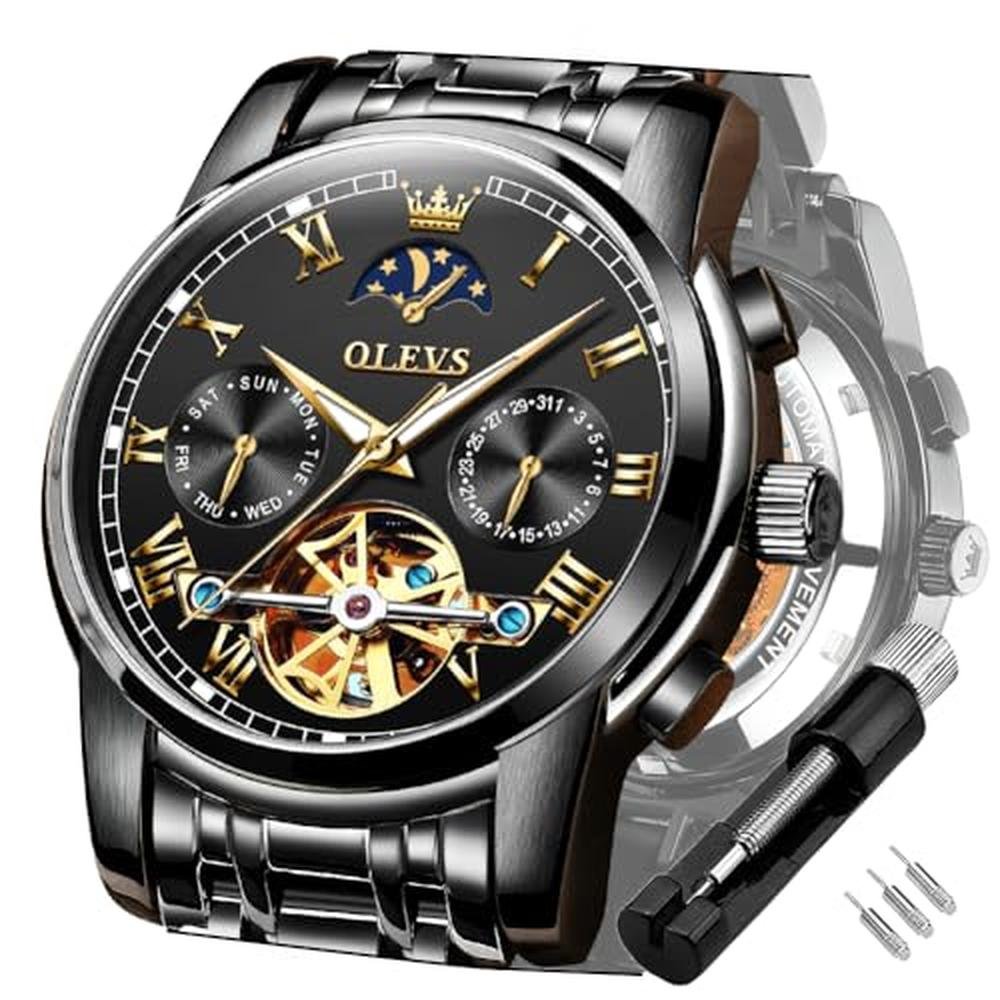Watch Olevs: OLEVS Mens Automatic Mechanical Tourbillon – Front View