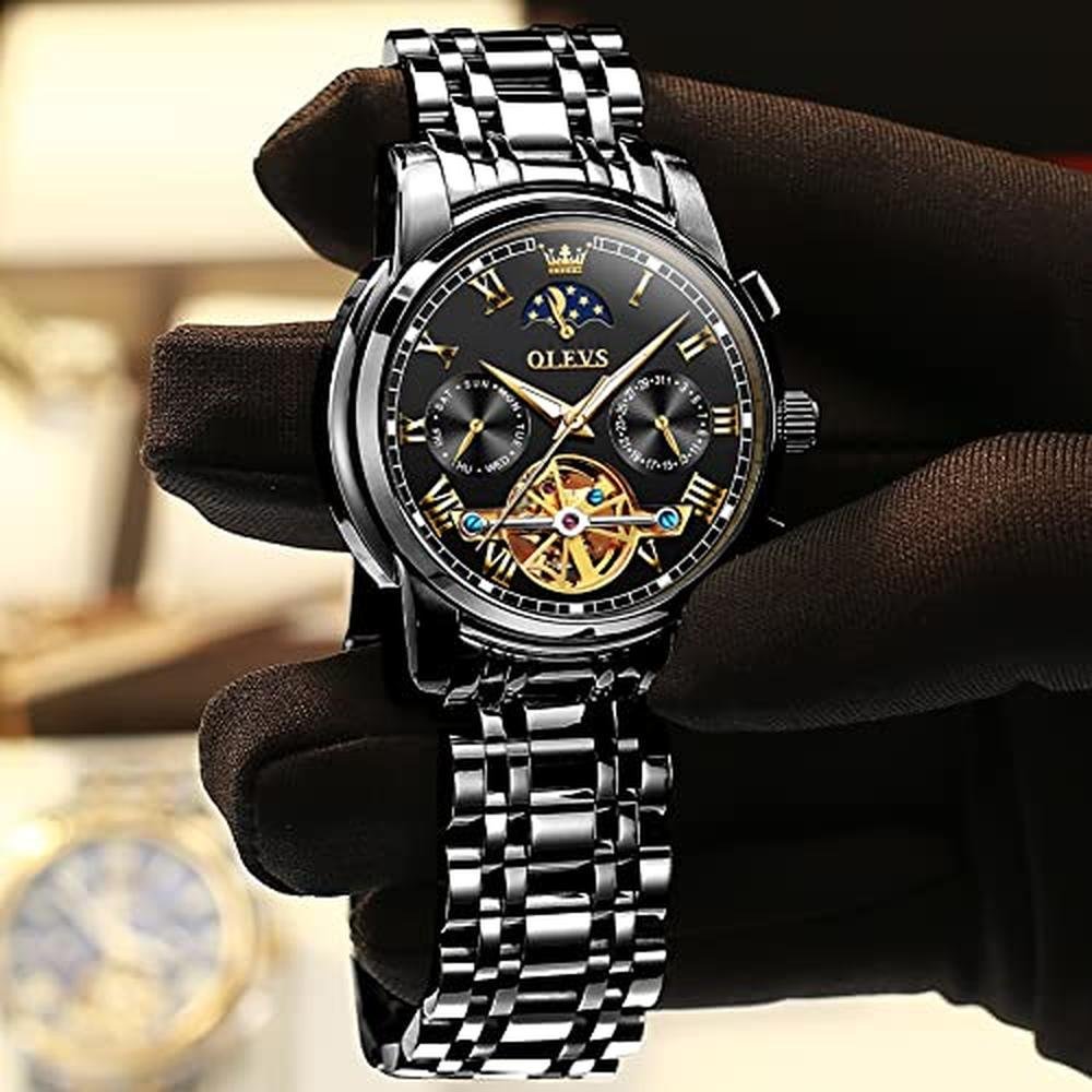 Watch Olevs: OLEVS Mens Automatic Mechanical Tourbillon – Side View