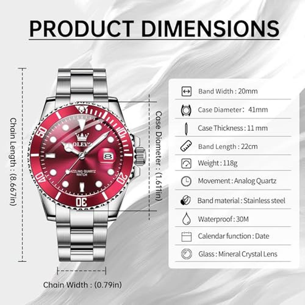 Mens Watches: OLEVS Red Face Business Dress Watch – Packaging