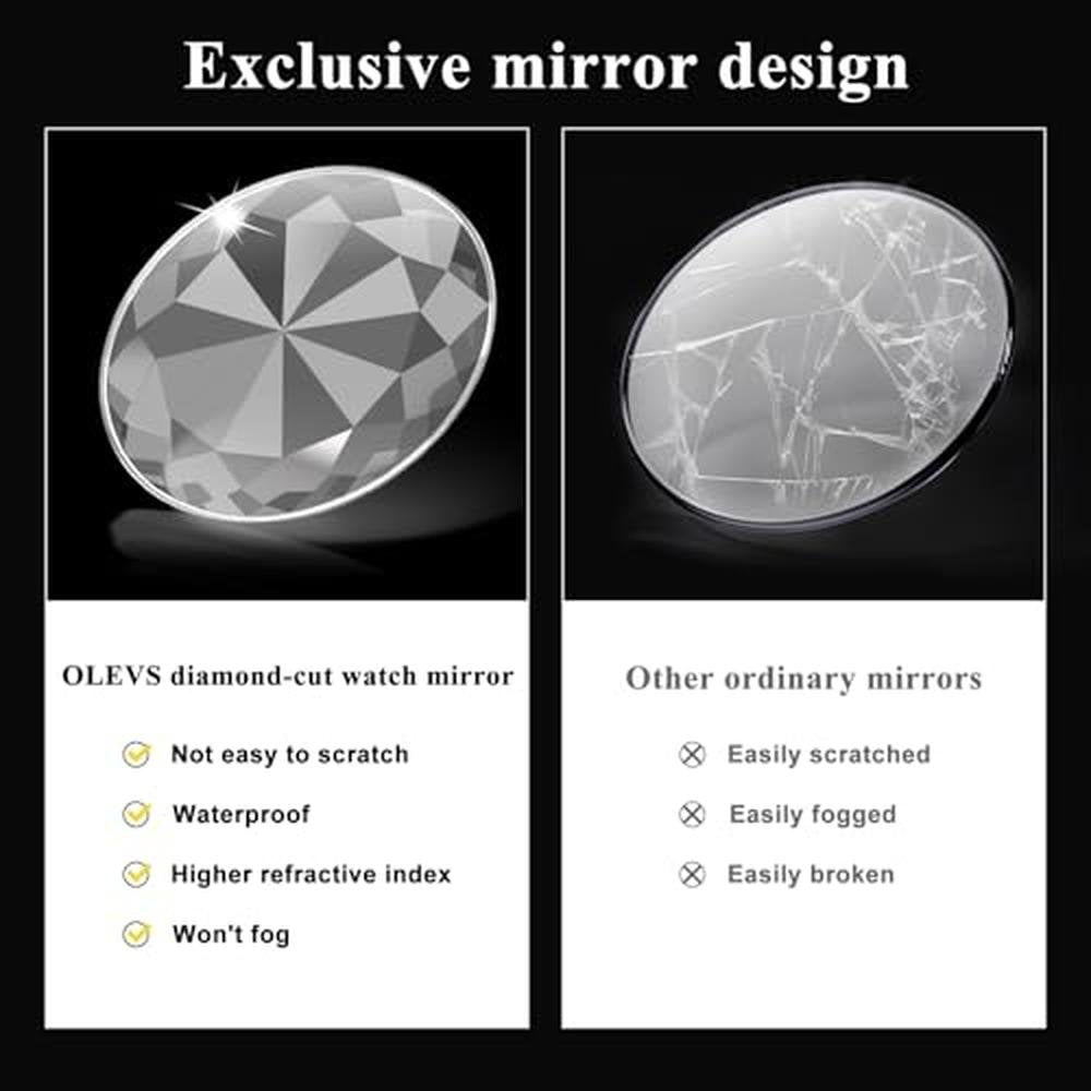 Watches Men: Olevs Silver Gold Waterproof Diamond Business – In Use