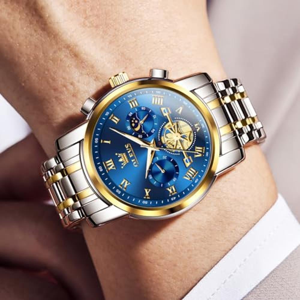 Watch Watches for Men: OLEVS Luxury Dress Business Fashion – Side View