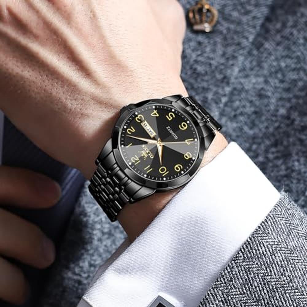 Watch Olevs: OLEVS Dress Watch for Men Leather Moon Phase – Close-up Detail