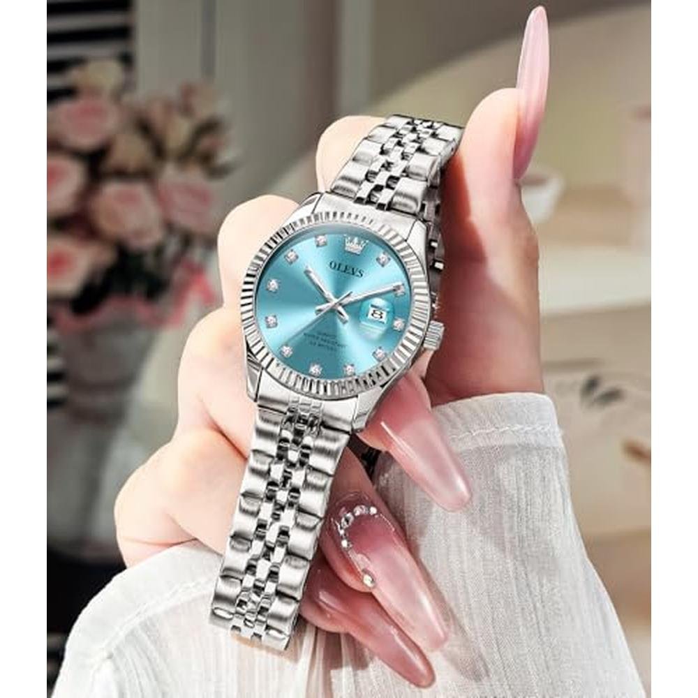 Olevs Wrist Watch for Women: Luxury Rose Gold Stainless – Side View