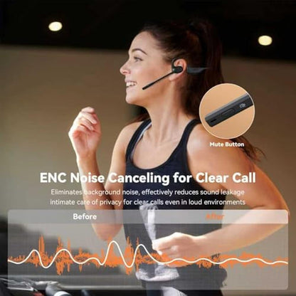 Open Ear Headphones with Mic: Bluetooth Headset with – Side View